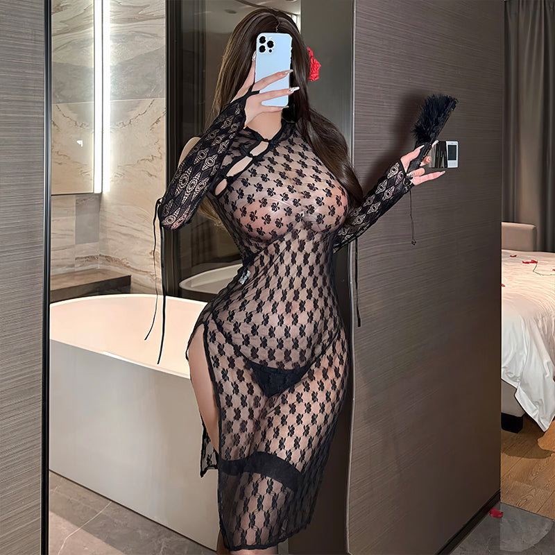 Classical perspective lace transparent temptation free to take off suit