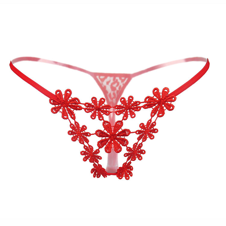 Flower Embroidered Sexy Thong