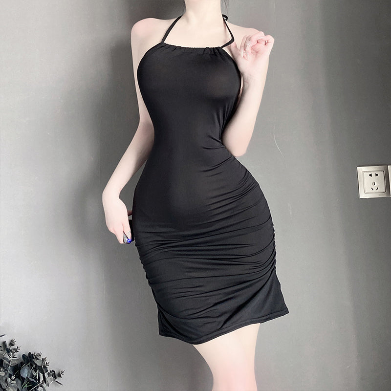 Sexy slim fit hip-hugging see-through dress