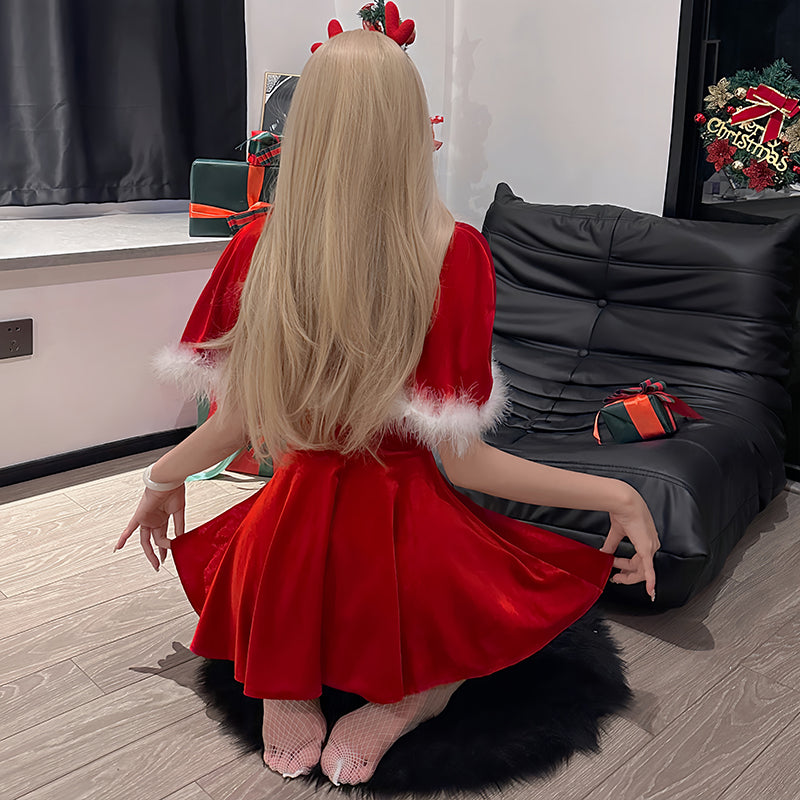 Christmas outfit sexy lingerie royal sister red uniform pajamas set-D8877