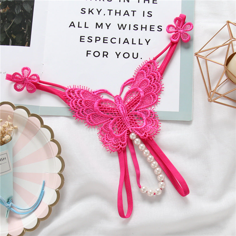 Lace Transparent Crotchless Sexy Embroidered Thong