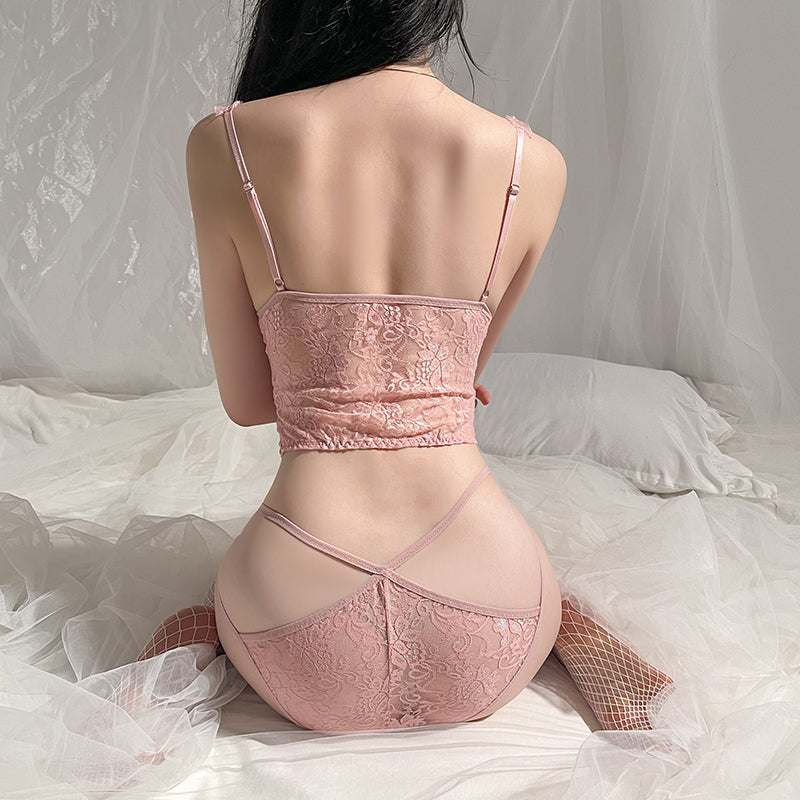 Sexy lace temptation steel ring chest pad vest suit bed pajamas-D8970