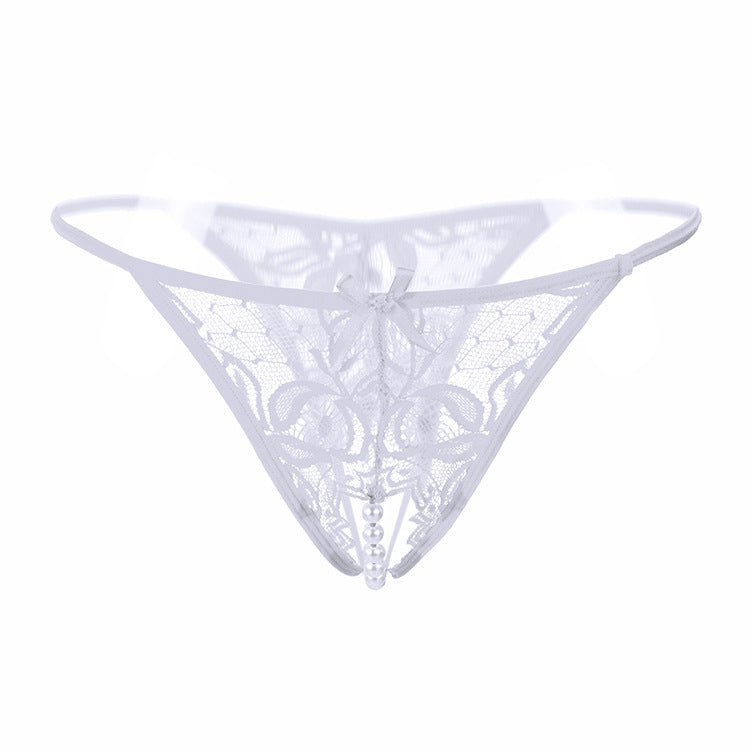 Sexy Pearl Open Crotch Transparent T-Back