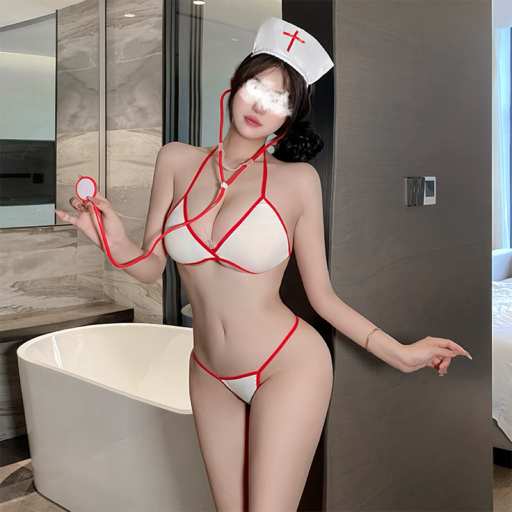 Nurse uniform three-point suspenders temptation uniform suit