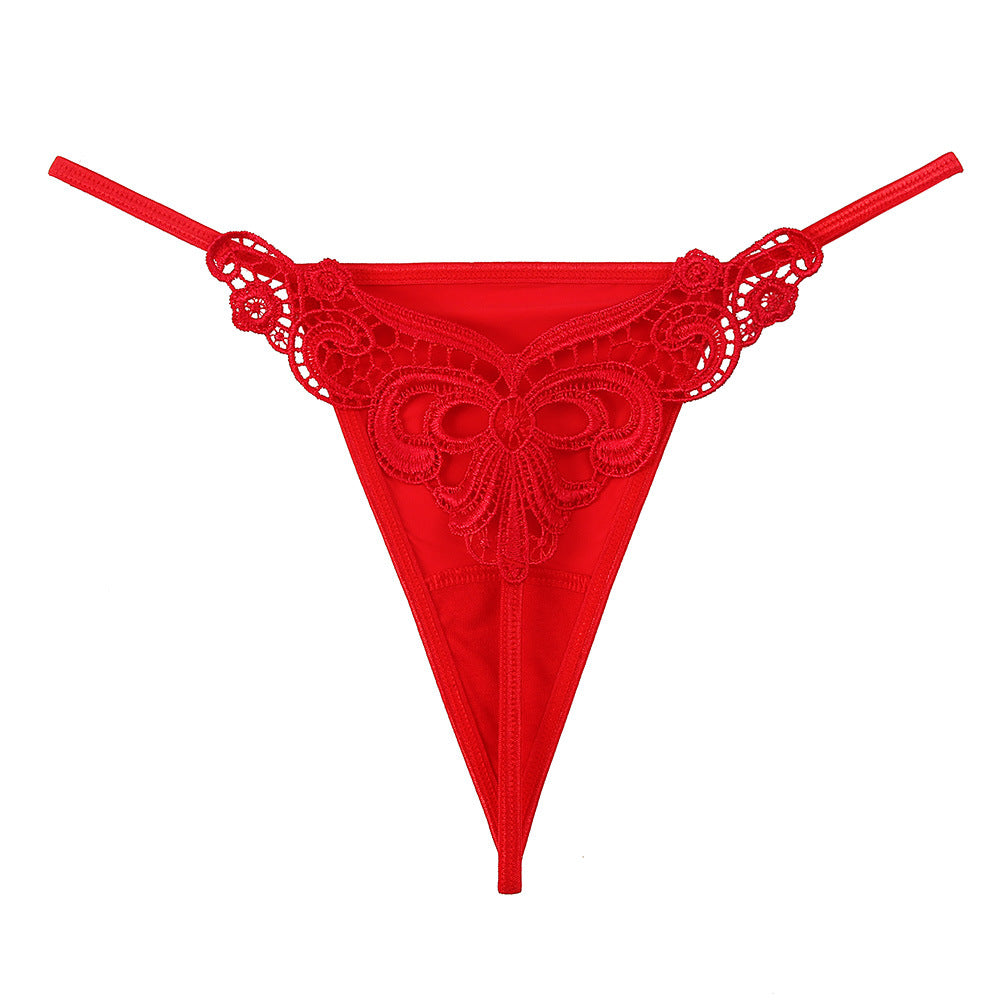 Thin Strap Hollow Embroidery Ice Silk Sexy Panties