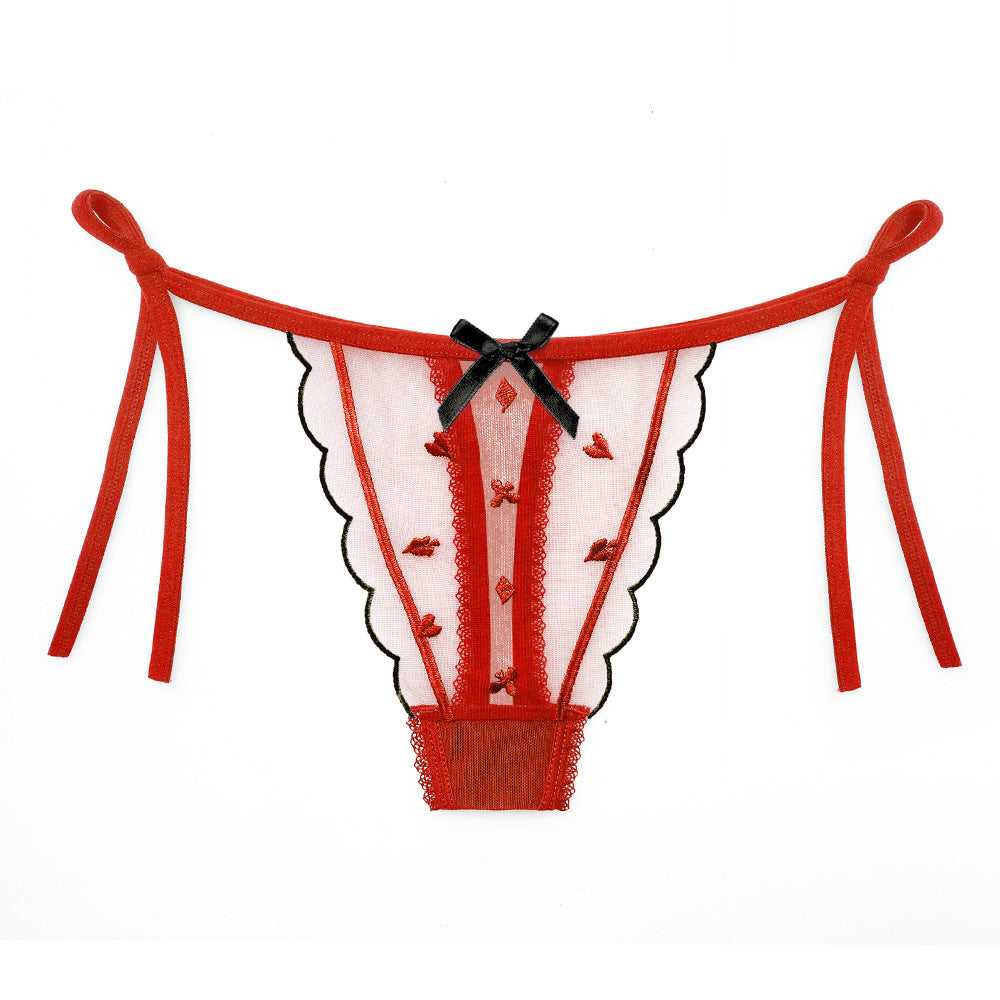 Japanese girl jacquard tulle breathable thong