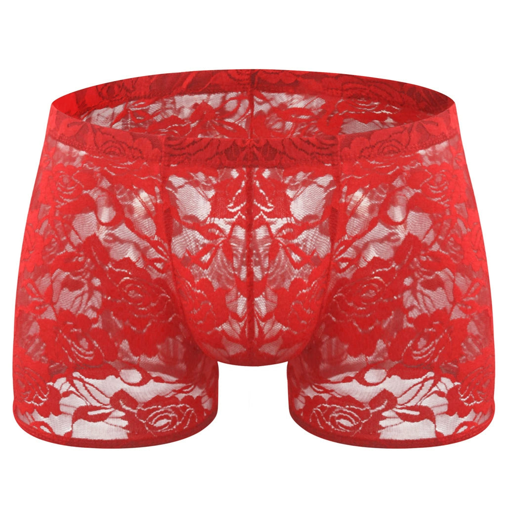 Rose lace transparent mesh panties