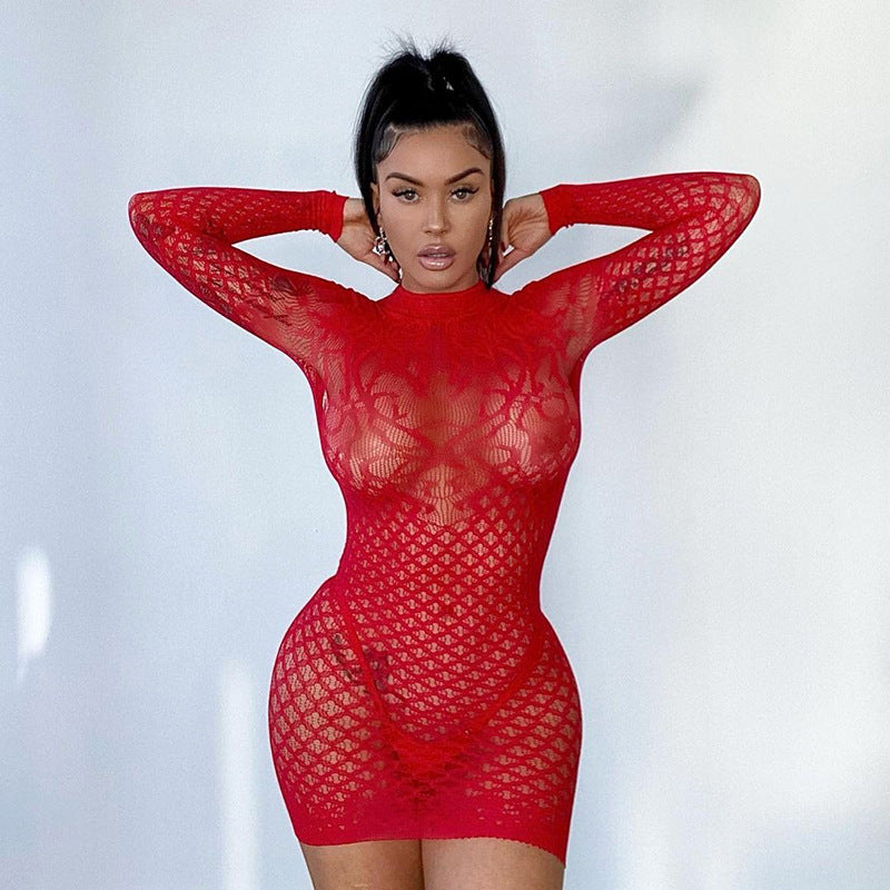 Fashion jacquard hollow round neck high waist slim short jumpsuit