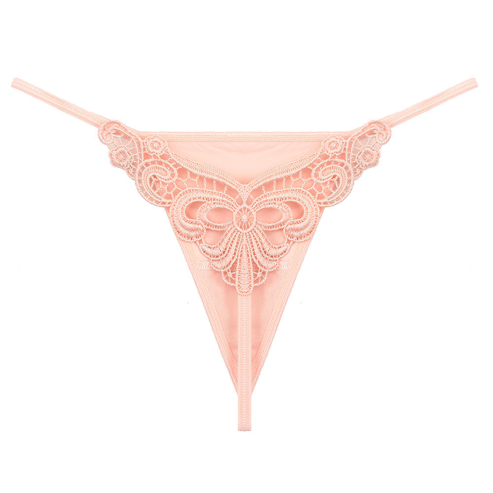 Thin Strap Hollow Embroidery Ice Silk Sexy Panties