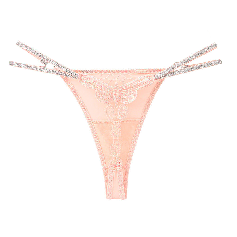 Ice Silk Seamless Sexy Water-soluble Flower Embroidery Temptation Thong