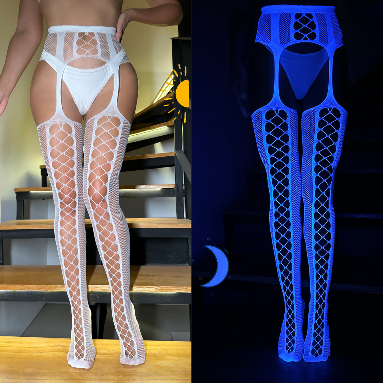 Sexy and attractive luminous one-piece stockings