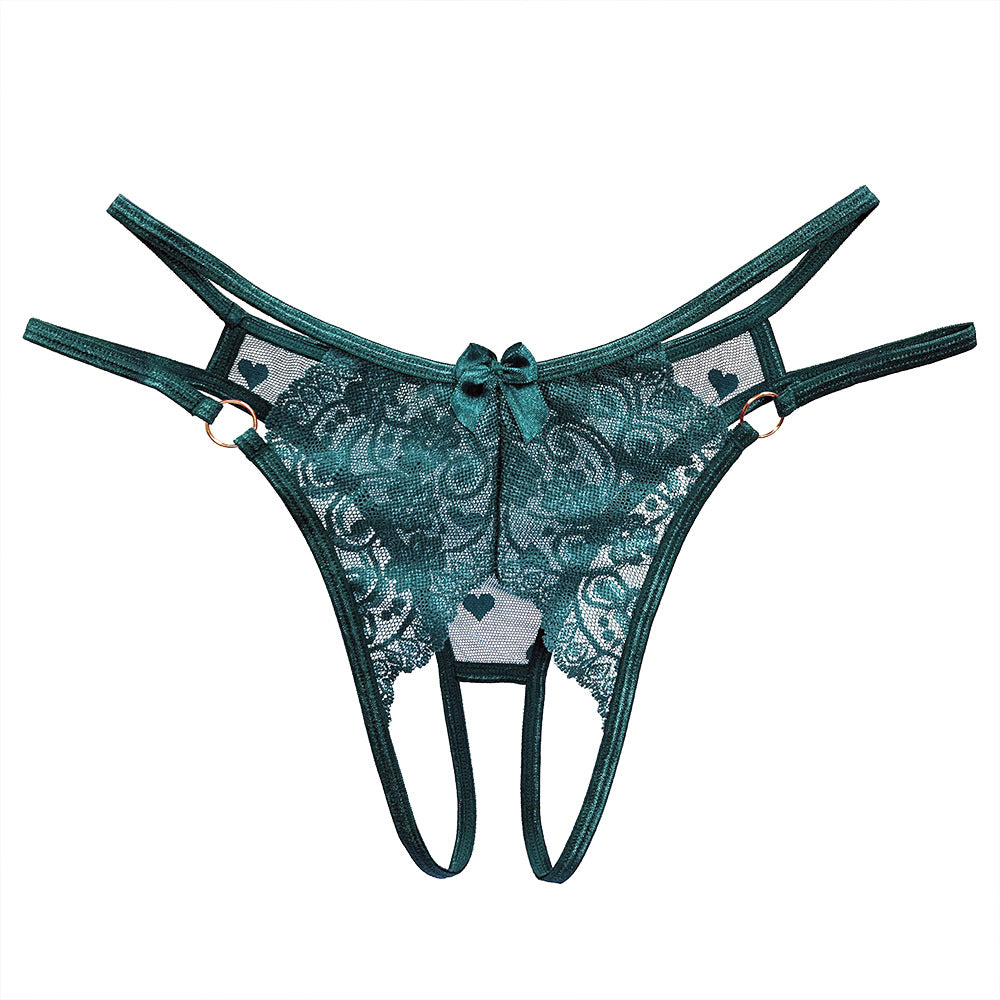 Lace crotchless temptation thong