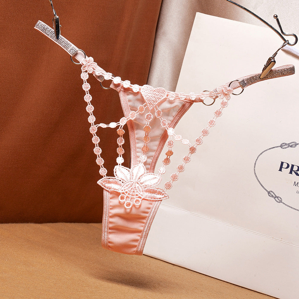 High-cut shiny thin strap temptation low waist T-type underwear