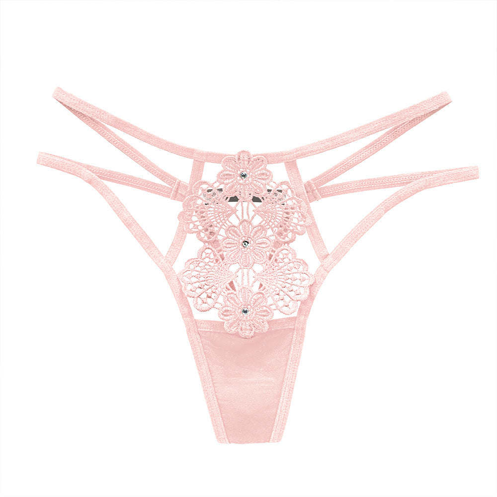 Tempting hot diamond embroidery see-through thin sexy panties