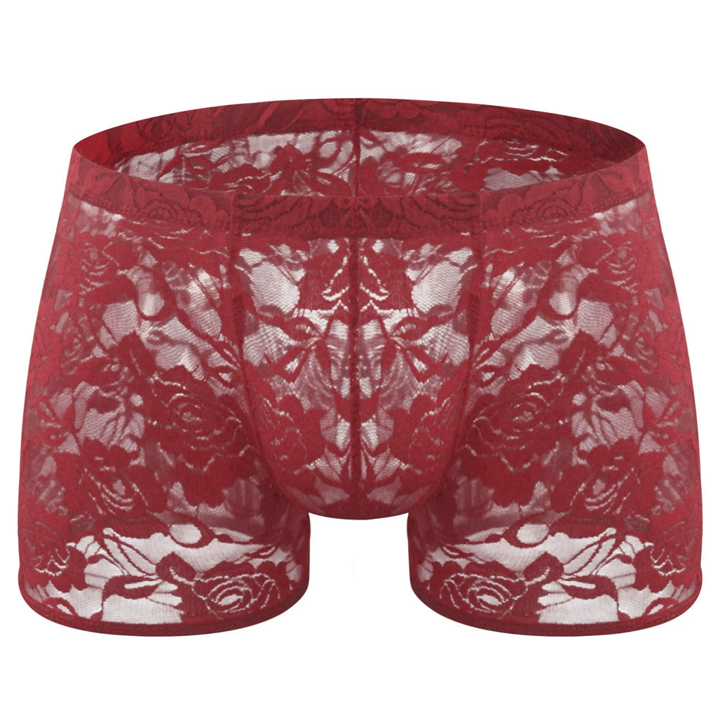 Rose lace transparent mesh panties