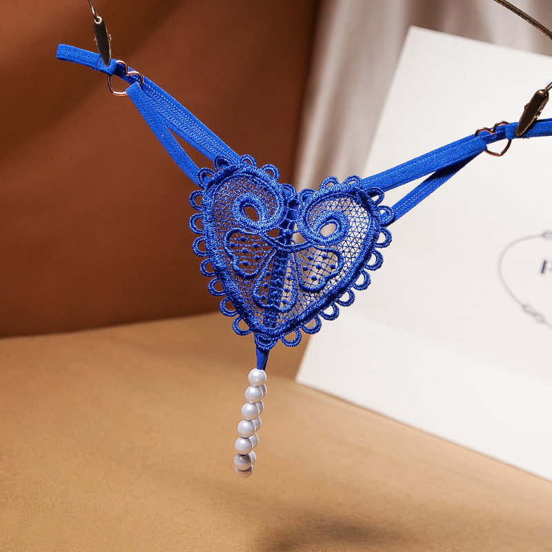 Vintage Pearl Heart Embellished Thong