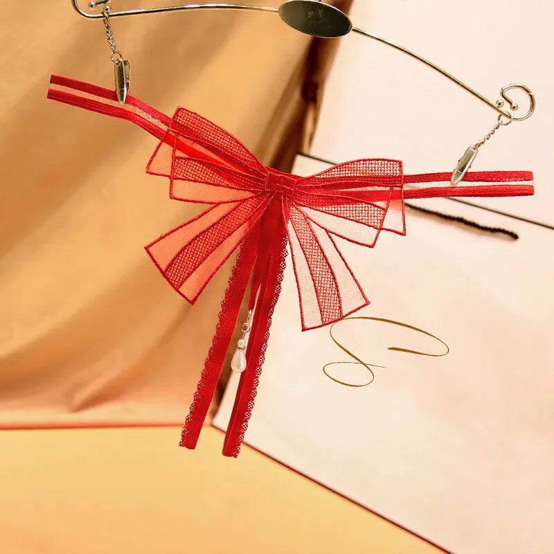 Hollow Pearl Pendant Thong Panties