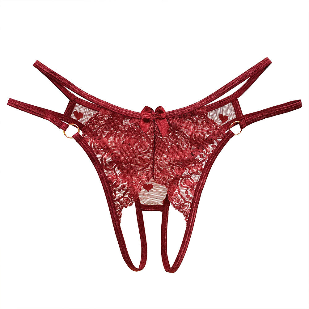 Lace crotchless temptation thong