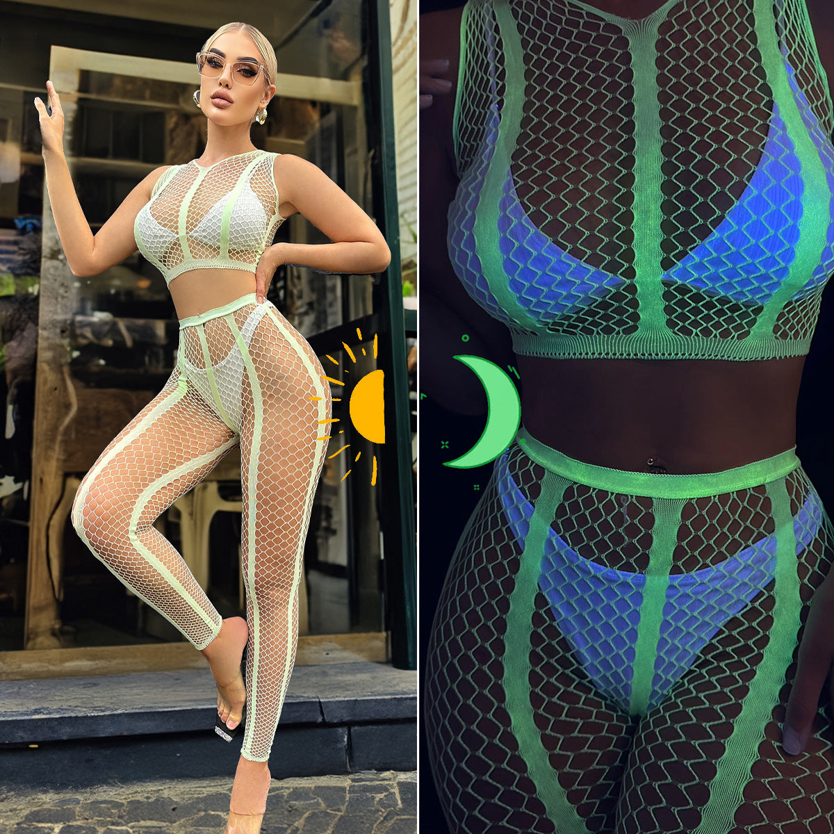 Sexy and attractive luminous one-piece stockings