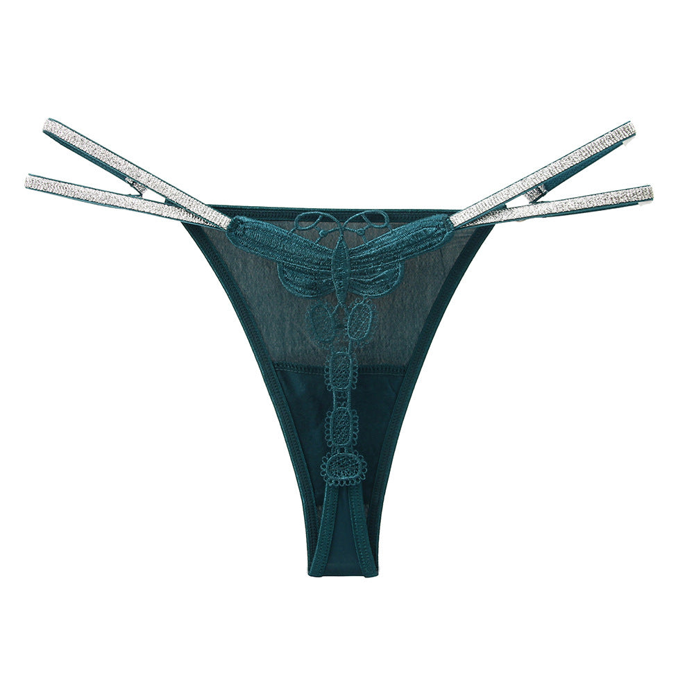 Ice Silk Seamless Sexy Water-soluble Flower Embroidery Temptation Thong