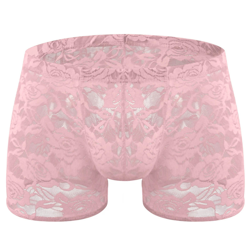 Rose lace transparent mesh panties