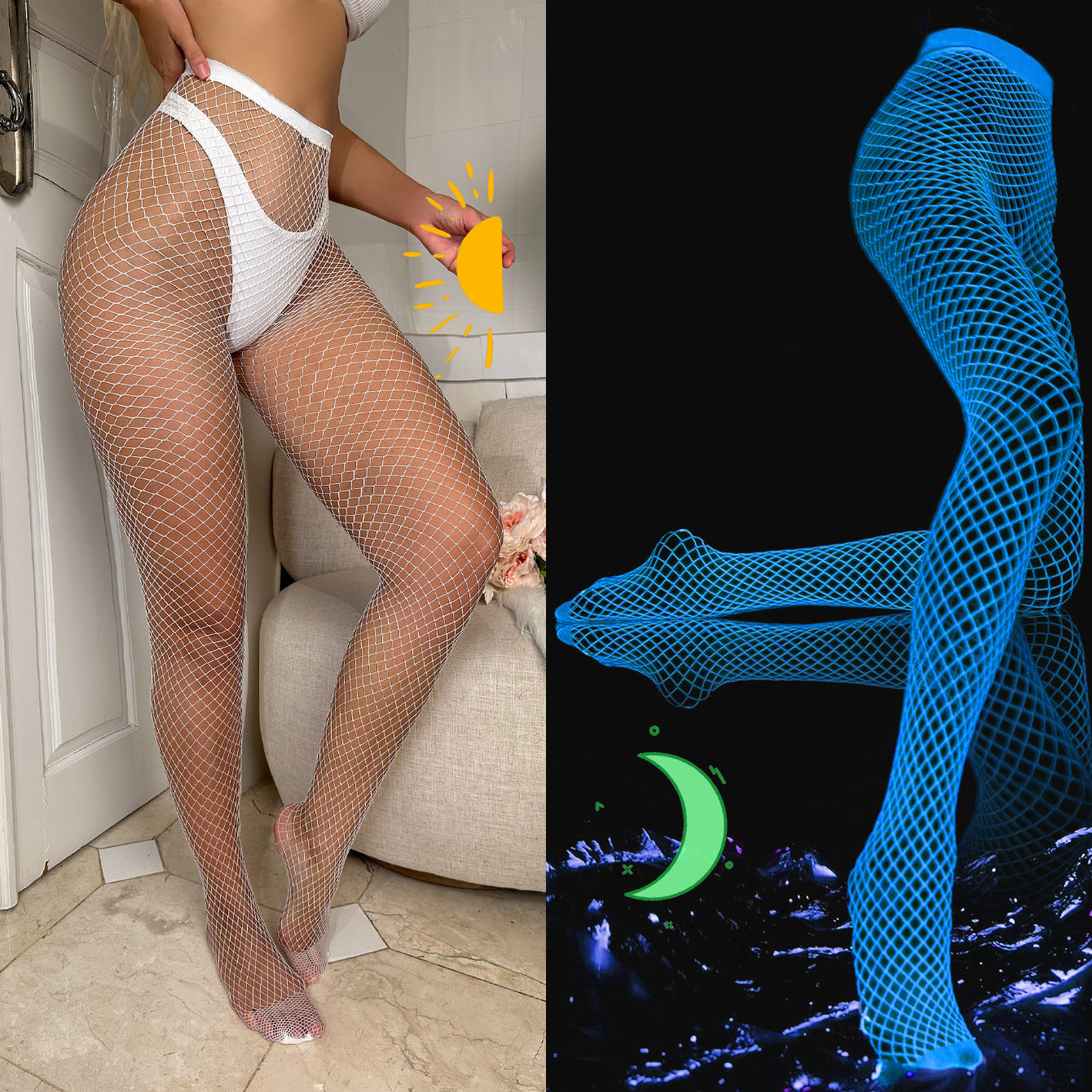 Sexy and attractive luminous one-piece stockings