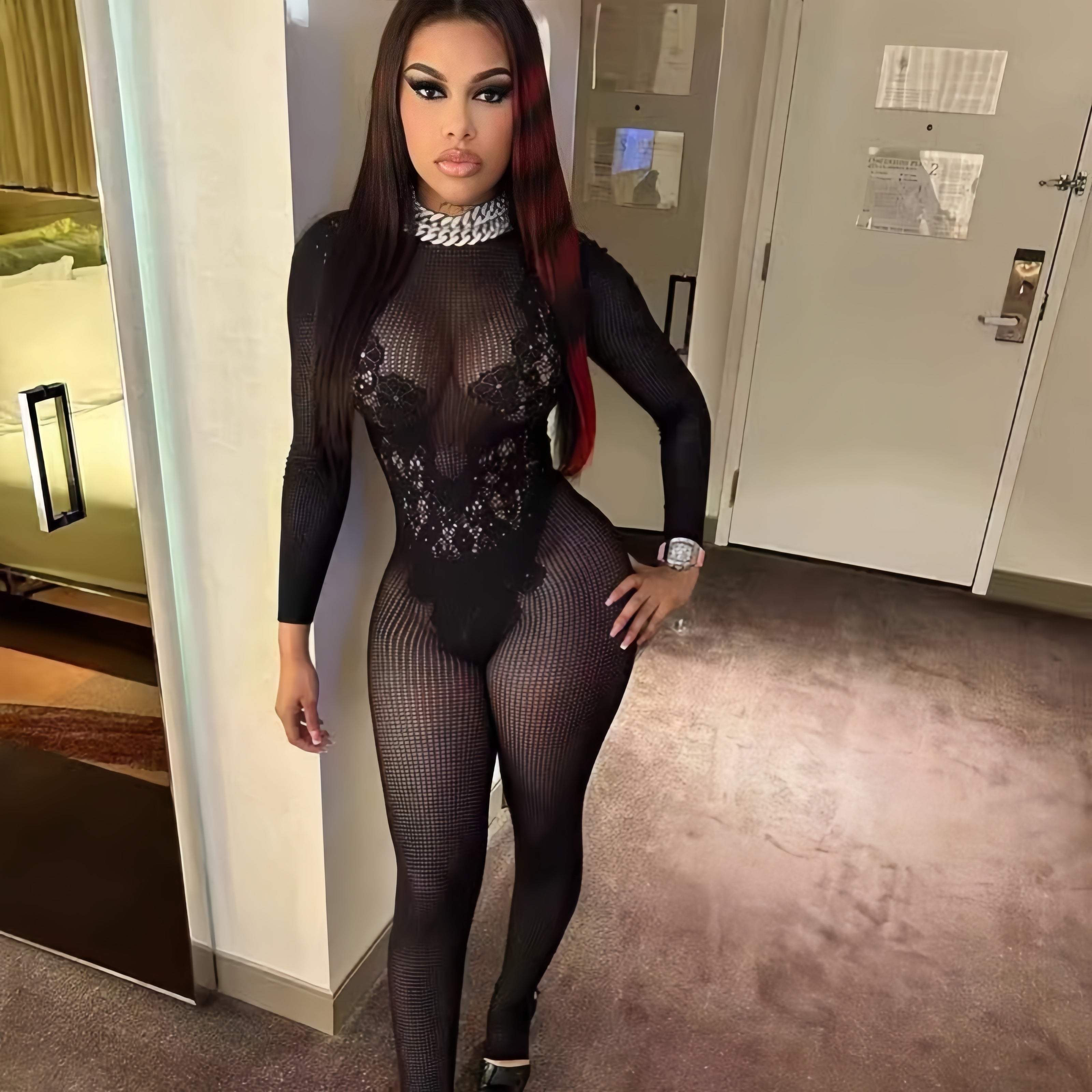 Long-sleeved knitted bodysuit