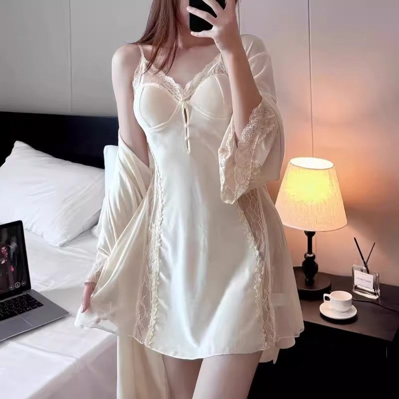 Velvet V-neck robe set