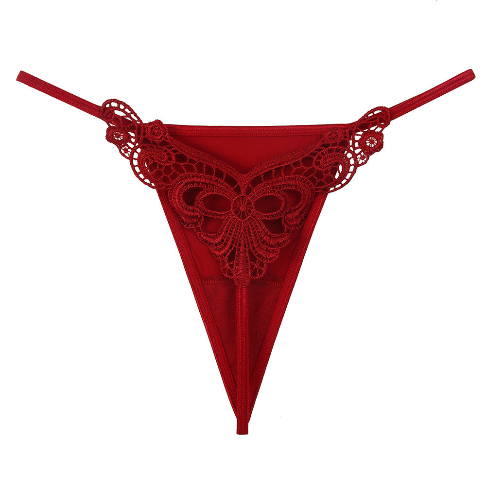 Thin Strap Hollow Embroidery Ice Silk Sexy Panties