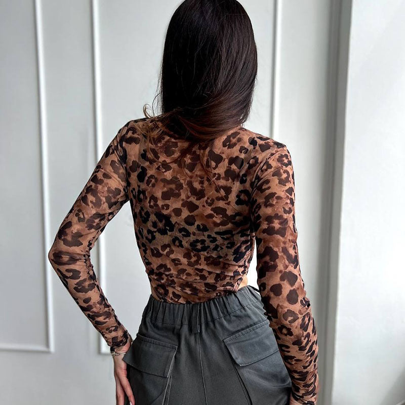 Bold and wild see-through leopard print jumpsuit
