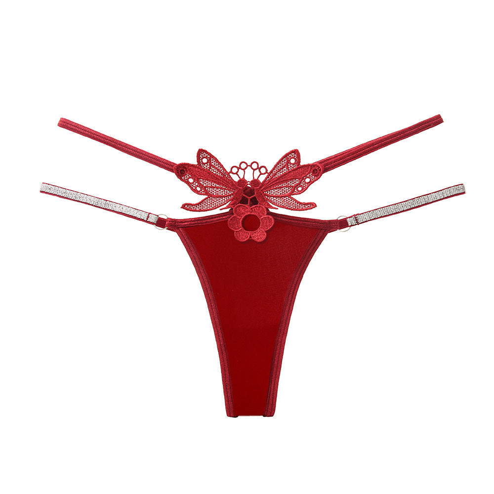 Ice silk comfortable hollow flash thin strap temptation thong
