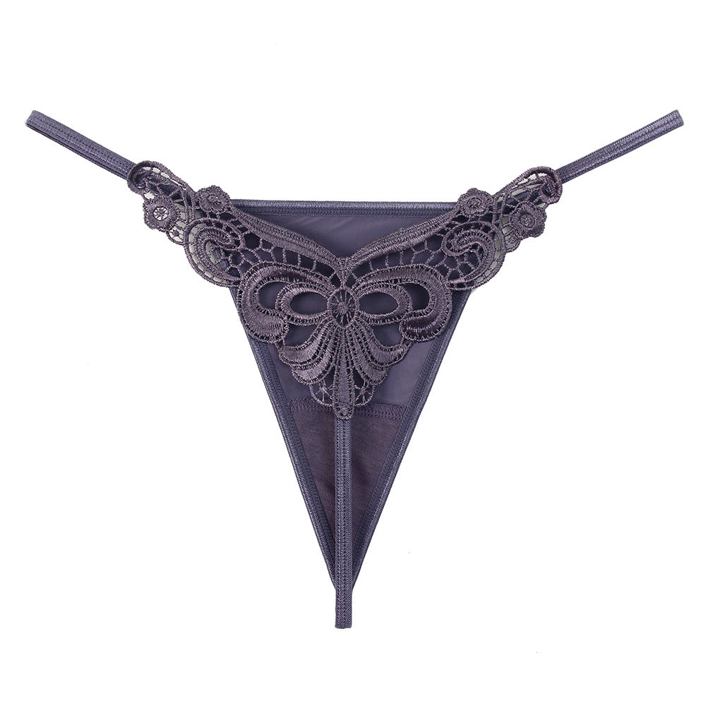 Thin Strap Hollow Embroidery Ice Silk Sexy Panties