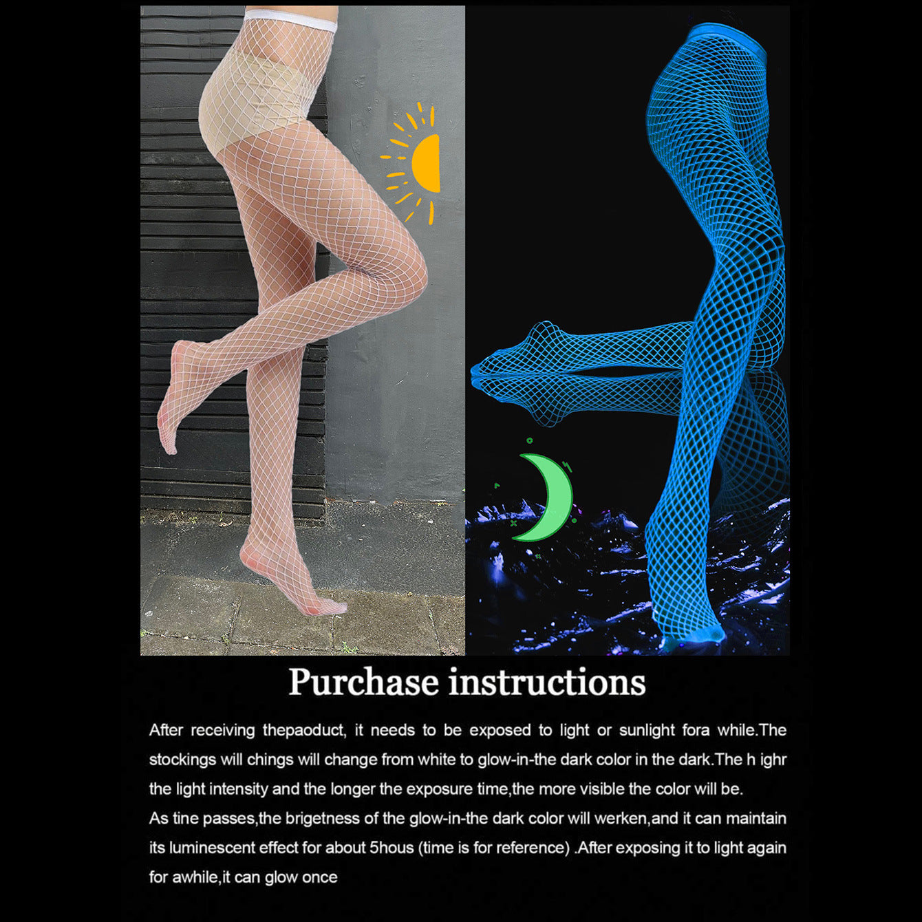 Sexy and attractive luminous one-piece stockings