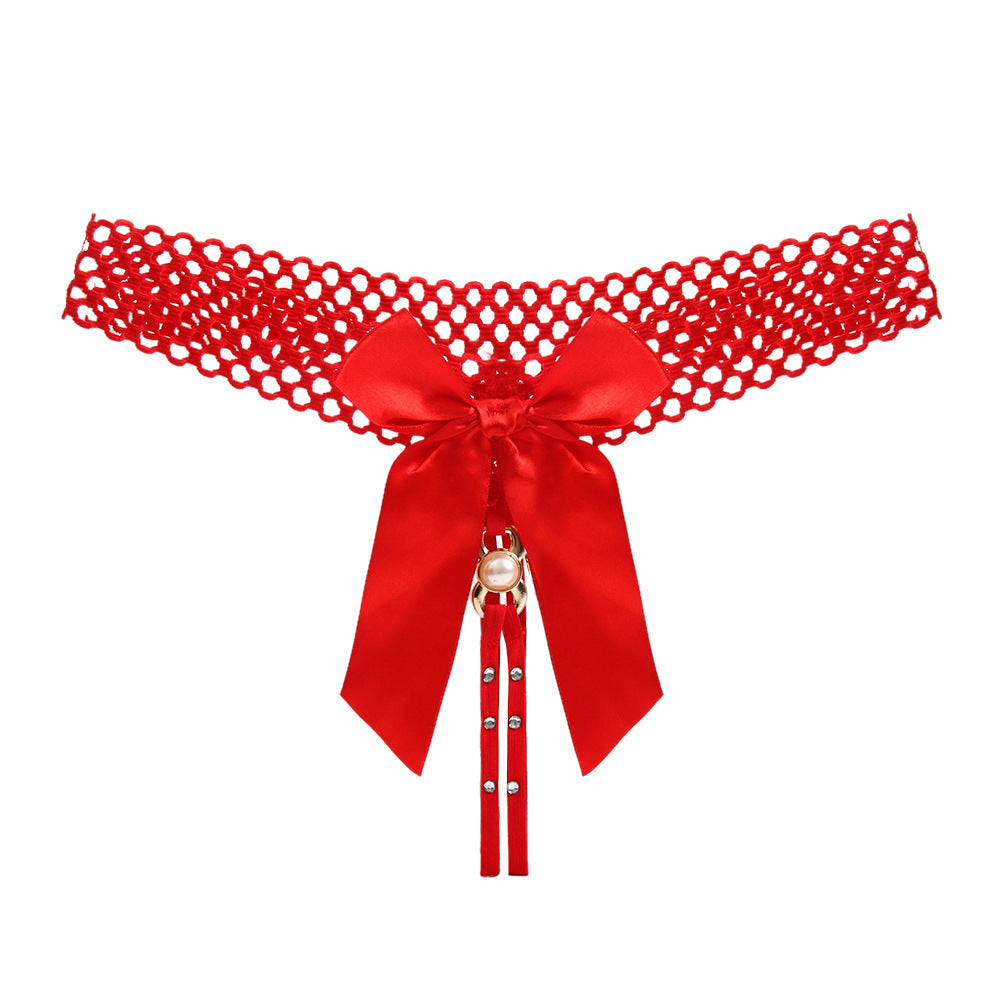 Sexy hollow crotch-free thong