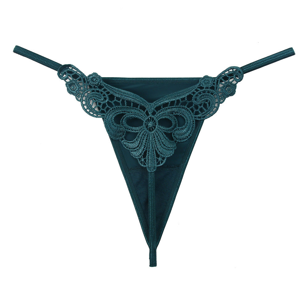 Thin Strap Hollow Embroidery Ice Silk Sexy Panties