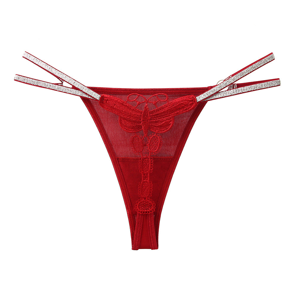 Ice Silk Seamless Sexy Water-soluble Flower Embroidery Temptation Thong