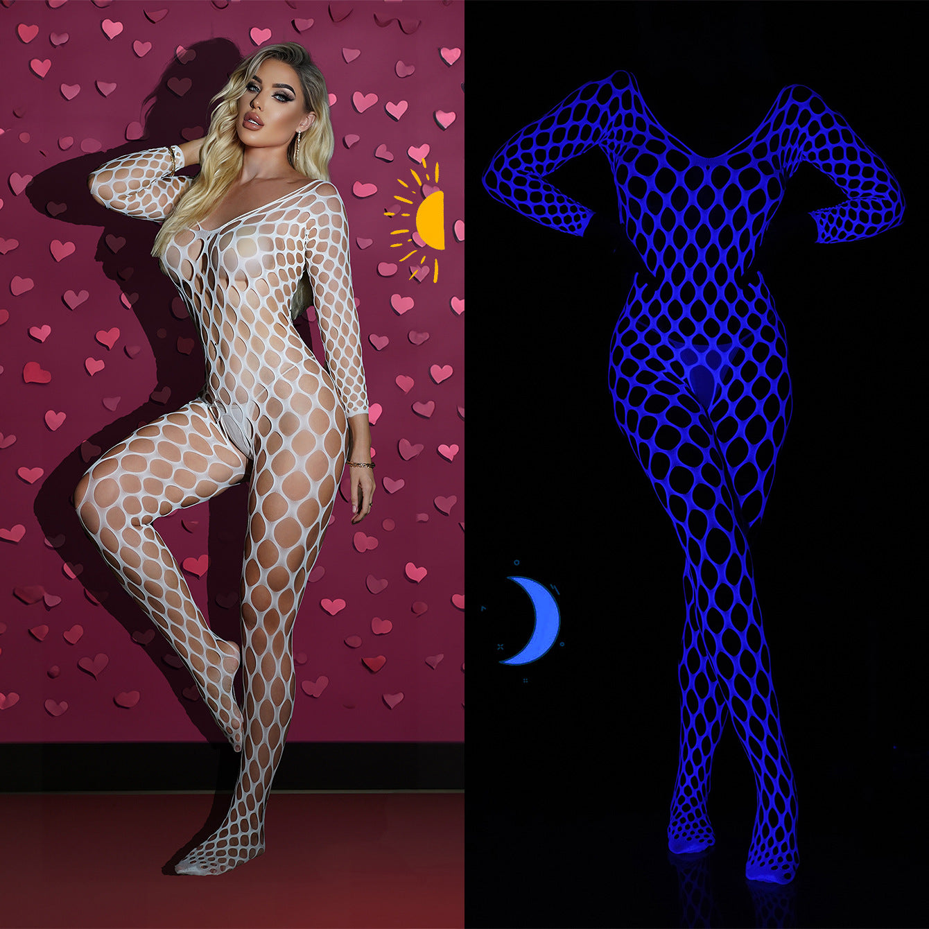 Sexy and attractive luminous one-piece stockings