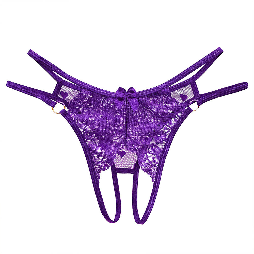 Lace crotchless temptation thong