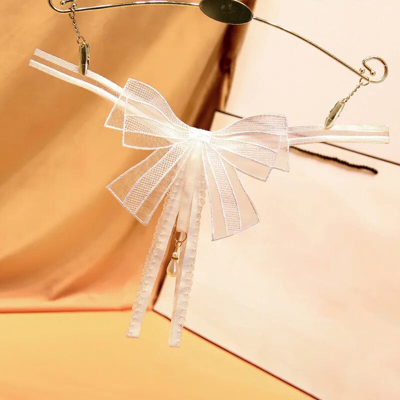 Sexy Knot Embroidered Low-Rise Crotch Beaded Thong