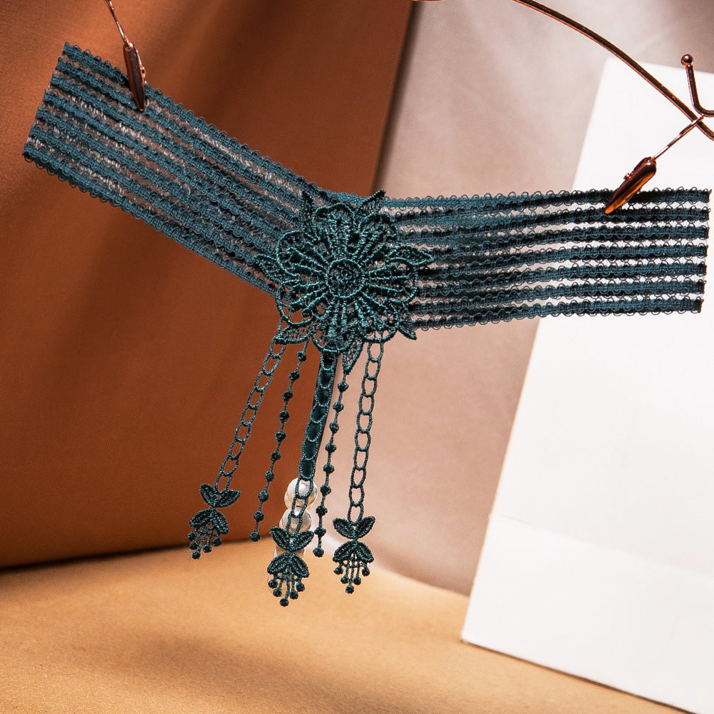 Beaded Friction See-Through Tassel Water-soluble Flower Sexy Panties