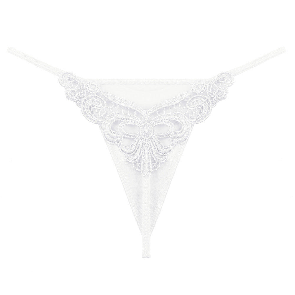 Thin Strap Hollow Embroidery Ice Silk Sexy Panties