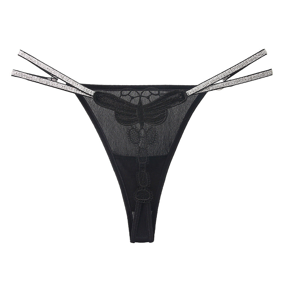 Ice Silk Seamless Sexy Water-soluble Flower Embroidery Temptation Thong