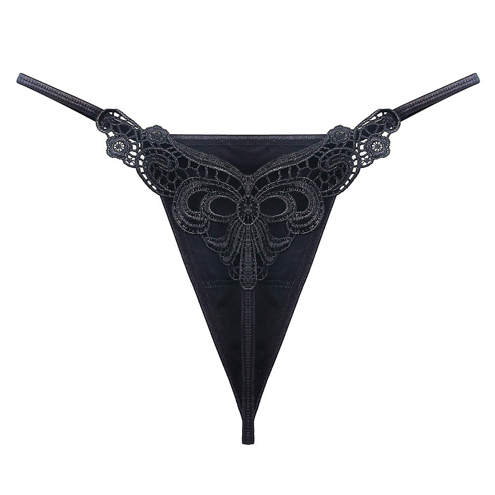Thin Strap Hollow Embroidery Ice Silk Sexy Panties