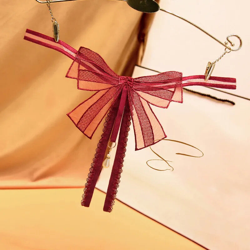 Hollow Pearl Pendant Thong Panties