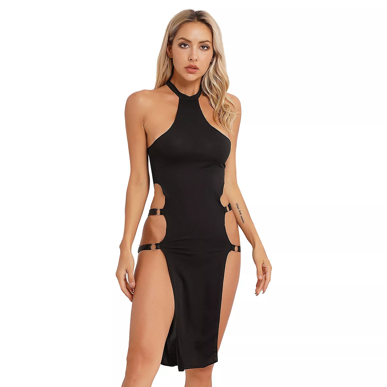 Sexy high slit sleeveless tight dress